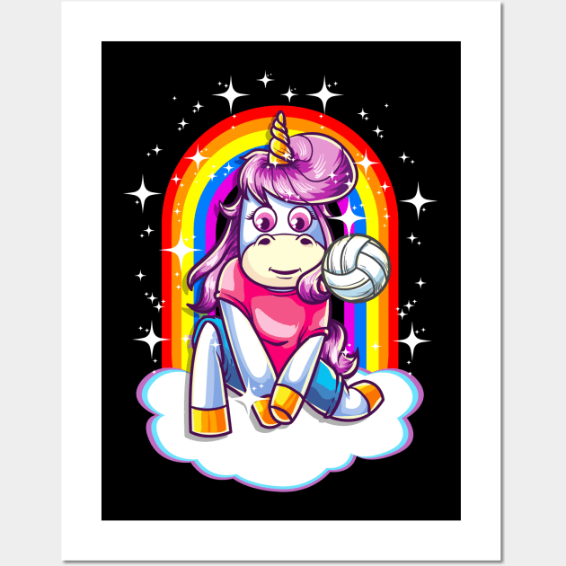 Volleyball Unicorn Sports Cute Team Player Coach Mom Wall Art by E